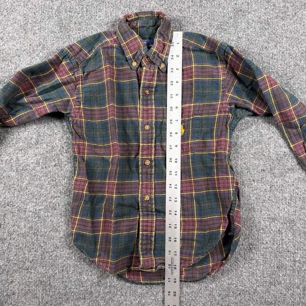 Polo Ralph Lauren Flannel Button Down Shirt Kids Size‎ 5 Green Burgundy Plaid